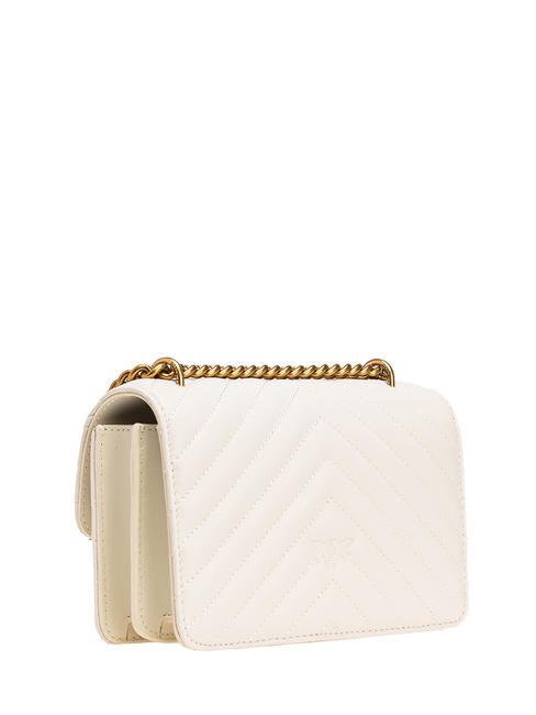 MINI LOVE BAG Borsa one chevron bianco seta-antique gold - Borse Donna