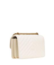 PINKO MINI LOVE BAG Borsa one chevron bianco seta-antique gold - Borse Donna - 3
