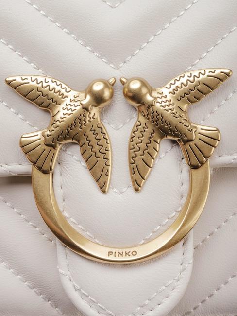 MINI LOVE BAG Borsa one chevron bianco seta-antique gold - Borse Donna