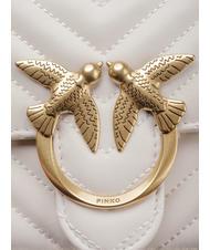 PINKO MINI LOVE BAG Borsa one chevron bianco seta-antique gold - Borse Donna - 4