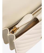 PINKO MINI LOVE BAG Borsa one chevron bianco seta-antique gold - Borse Donna - 6