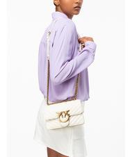 PINKO MINI LOVE BAG Borsa one chevron bianco seta-antique gold - Borse Donna - 7