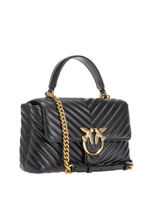 CLASSIC LADY LOVE BAG Borsa puff chevron nero-antique gold - Borse Donna