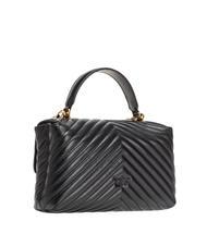 PINKO CLASSIC LADY LOVE BAG Borsa puff chevron nero-antique gold - Borse Donna - 3