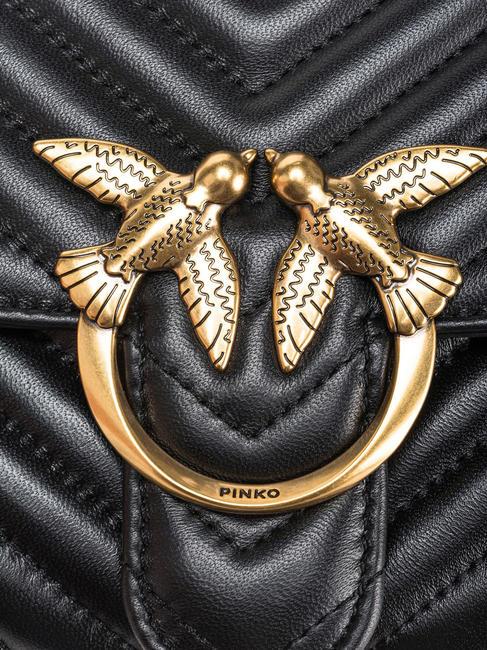 CLASSIC LADY LOVE BAG Borsa puff chevron nero-antique gold - Borse Donna