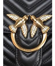PINKO CLASSIC LADY LOVE BAG Borsa puff chevron nero-antique gold - Borse Donna - 4