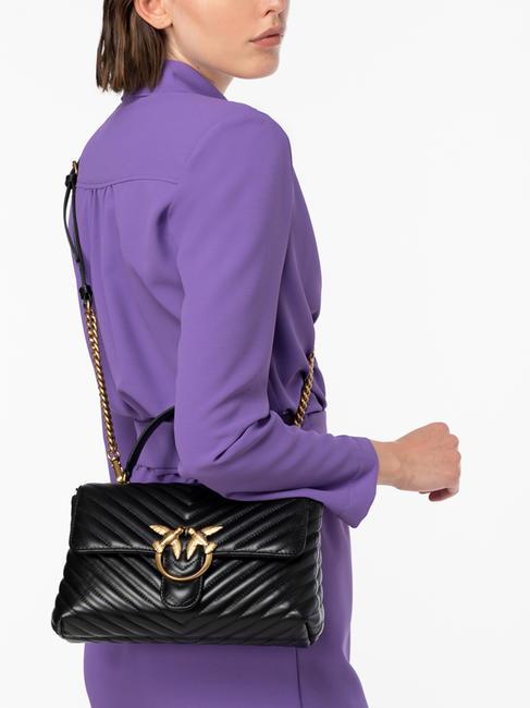 CLASSIC LADY LOVE BAG Borsa puff chevron nero-antique gold - Borse Donna