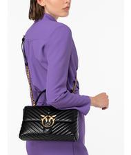 PINKO CLASSIC LADY LOVE BAG Borsa puff chevron nero-antique gold - Borse Donna - 6