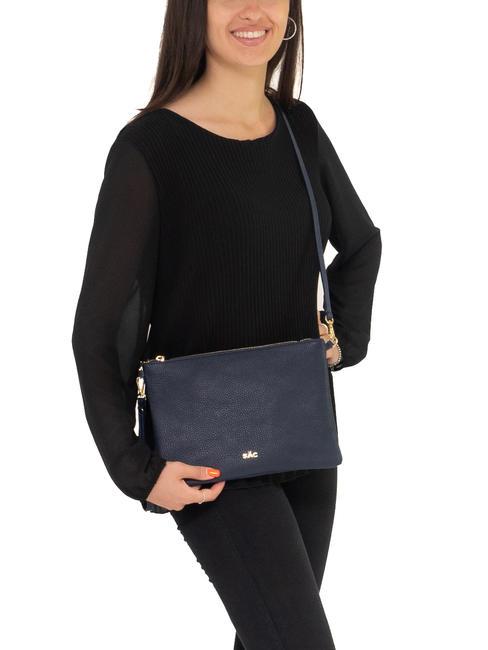 CLAUDIA Pochette con tracolla pelle dollaro blu notte - Borse Donna