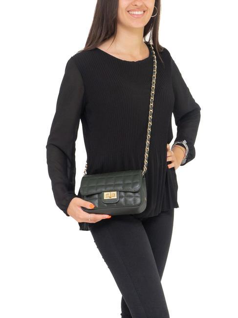 GIULIA Borsa tracolla catena in pelle dollaro  verde scuro - Borse Donna