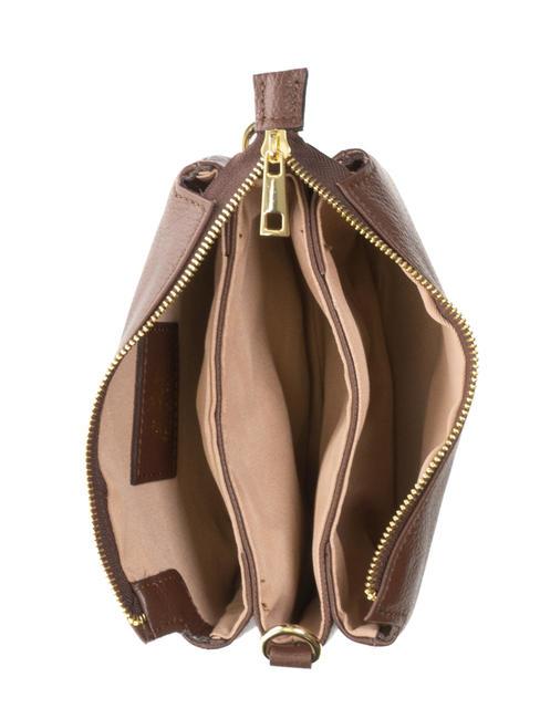 SIMONA Borsa a tracolla tris pelle dollaro moka - Borse Donna