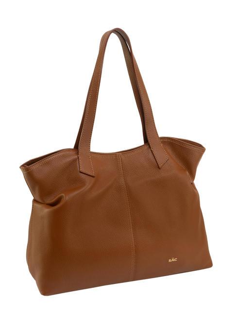 MARTINA Borsa shopper morbida in pelle dollaro cuoio scuro - Borse Donna