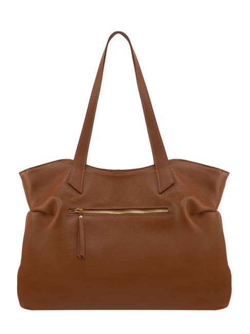 MARTINA Borsa shopper morbida in pelle dollaro cuoio scuro - Borse Donna