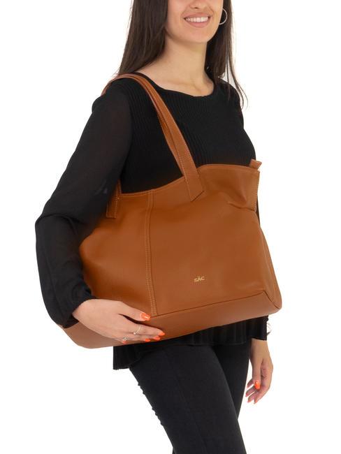 MARTINA Borsa shopper morbida in pelle dollaro cuoio scuro - Borse Donna
