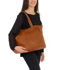 LESAC MARTINA Borsa shopper morbida in pelle dollaro cuoio scuro - Borse Donna - 4
