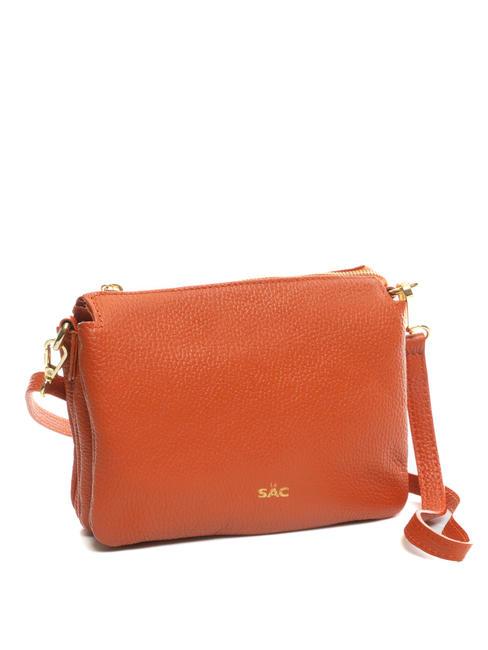 SIMONA Borsa a tracolla tris pelle dollaro papaya - Borse Donna