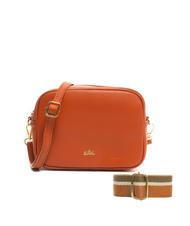 LESAC LUCIA Borsa pelle dollaro doppia tracolla  papaya - Borse Donna - 3