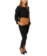 LESAC LUCIA Borsa pelle dollaro doppia tracolla  cuoio scuro - Borse Donna - 5