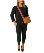 LESAC LUCIA Borsa pelle dollaro doppia tracolla  cuoio scuro - Borse Donna - 4