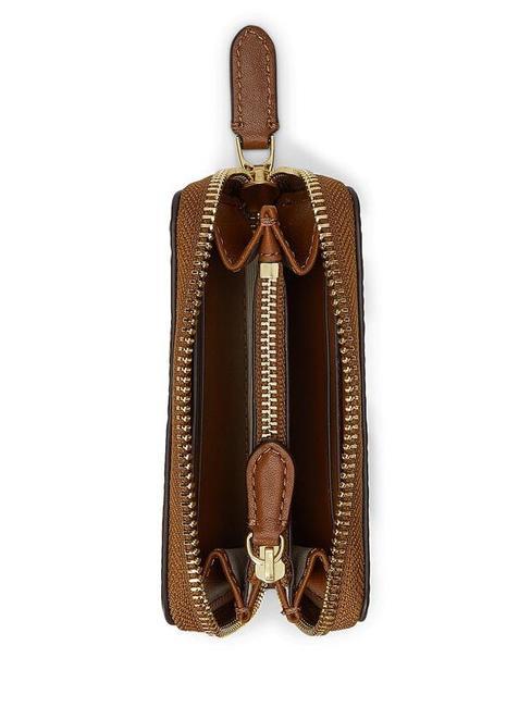 LOGO EMBOSSED Portafoglio zip piccolo in pelle lauren tan7 - Portafogli Donna