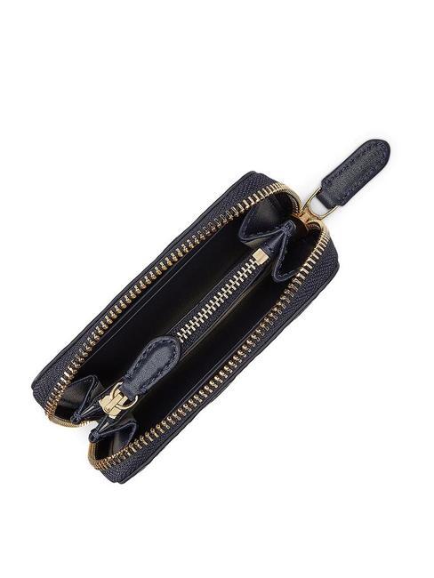 LOGO EMBOSSED Portafoglio zip piccolo in pelle navy8 - Portafogli Donna