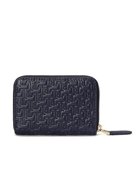LOGO EMBOSSED Portafoglio zip piccolo in pelle navy8 - Portafogli Donna