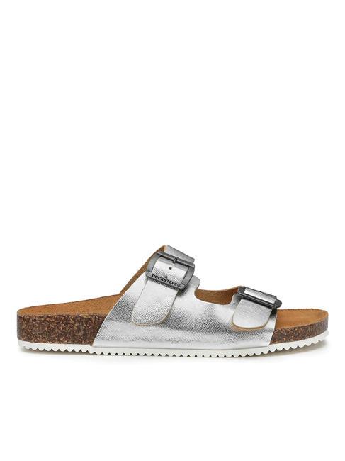 VEGA  Sandalo in pelle laminata due fibbie silver - Scarpe Donna