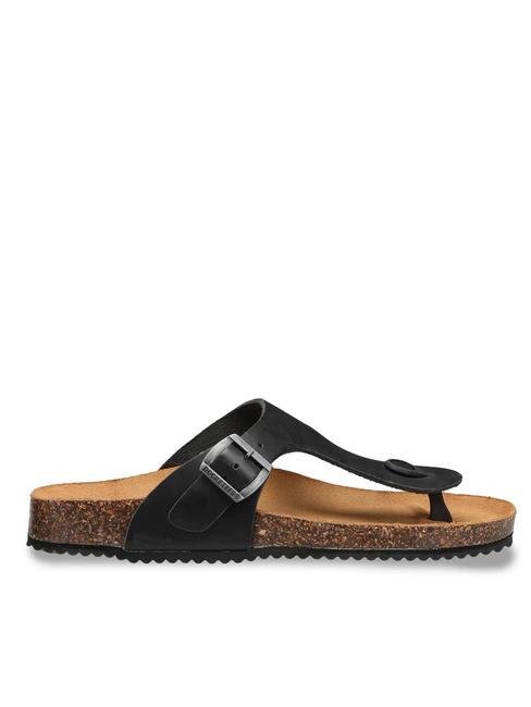 VEGA 2290 Sandalo infradito in pelle con fibbia nero - Scarpe Donna