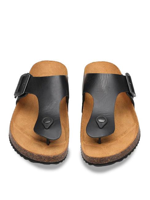 VEGA 2284 Sandalo infradito in pelle con fibbia nero - Scarpe Uomo