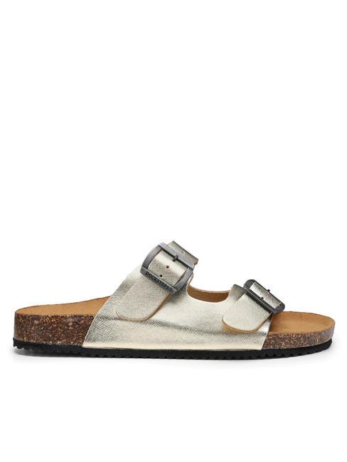 VEGA  Sandalo pelle laminata due fibbie platinum - Scarpe Donna