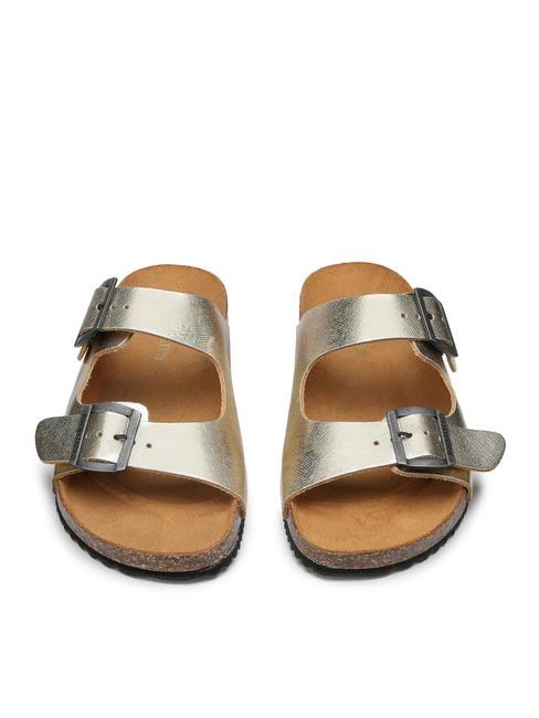 VEGA  Sandalo pelle laminata due fibbie platinum - Scarpe Donna