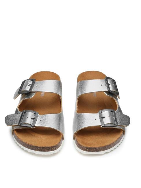 VEGA  Sandalo in pelle laminata due fibbie silver - Scarpe Donna