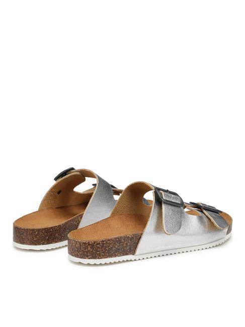 VEGA  Sandalo in pelle laminata due fibbie silver - Scarpe Donna