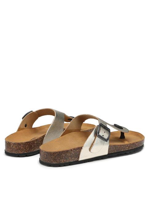 VEGA 2290 Sandalo infradito in pelle laminata platinum - Scarpe Donna