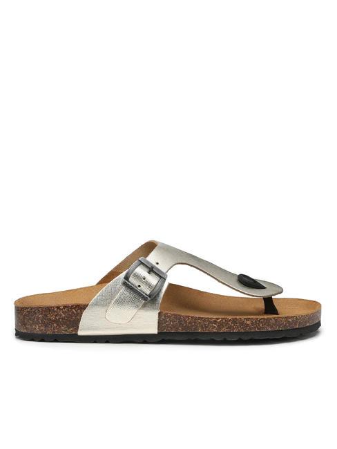 VEGA 2290 Sandalo infradito in pelle laminata platinum - Scarpe Donna