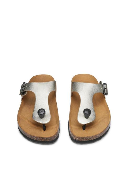 VEGA 2290 Sandalo infradito in pelle laminata platinum - Scarpe Donna