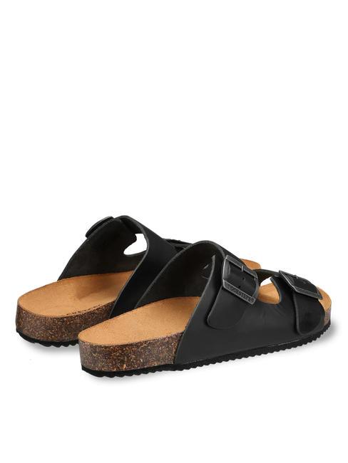 VEGA 2286 Sandalo in pelle doppia fibbia nero - Scarpe Uomo