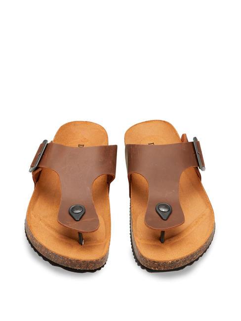 VEGA 2284 Sandalo infradito in pelle con fibbia dark brown - Scarpe Uomo