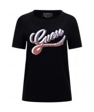 GUESS SHADED T-shirt logo in cotone jetbla - T-shirt e Top Donna - 4