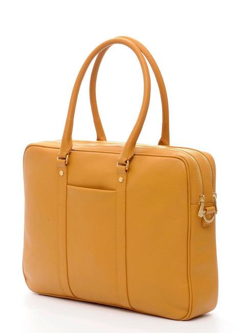 TIFFANY Cartella in pelle 2 zip, porta pc 15" senape - Cartelle Lavoro