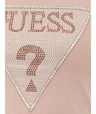 GUESS TRIANGLE CRYSTAL LOGO T-shirt in cotone con strass bisquit shade - T-shirt e Top Donna - 3