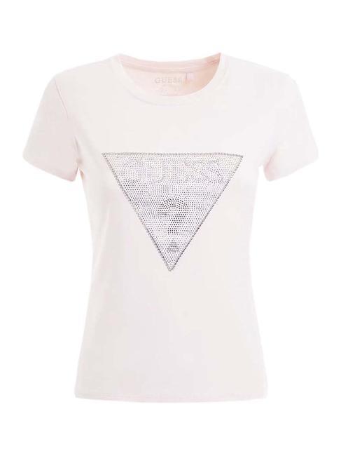 TRIANGLE CRYSTAL LOGO T-shirt in cotone con strass low key pink - T-shirt e Top Donna