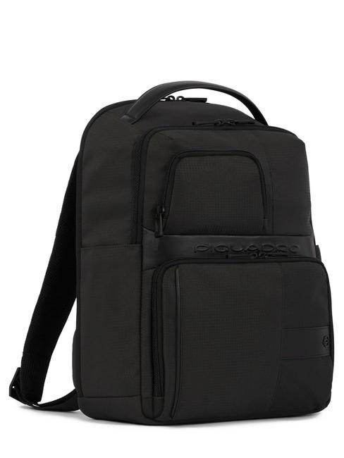 WOLLEM Zaino in pelle e tessuto, porta pc 14" Nero - Zaini da lavoro porta PC