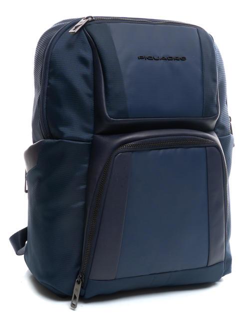 WALLABY Zaino in pelle e tessuto, porta pc 14" blu - Zaini da lavoro porta PC
