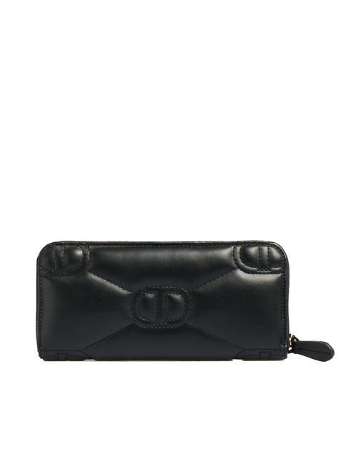 LOGO QUILTED Portafoglio grande zip around nero - Portafogli Donna