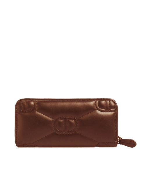 LOGO QUILTED Portafoglio grande zip around cioccolato - Portafogli Donna
