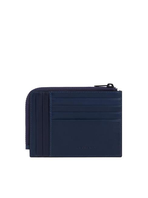 W122 Portamonete e card in pelle blu - Portafogli Uomo