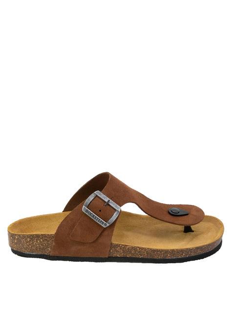 VEGA Sandalo infradito in suede tobacco - Scarpe Uomo