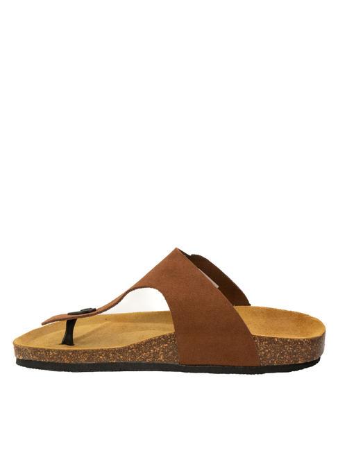 VEGA Sandalo infradito in suede tobacco - Scarpe Uomo