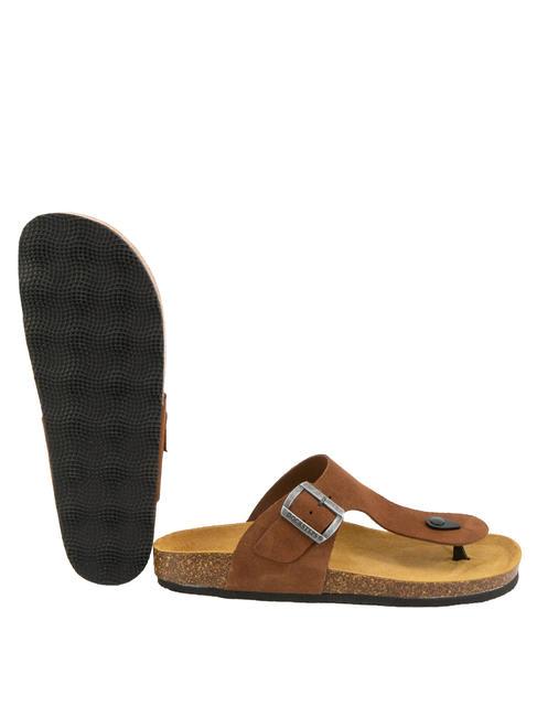 VEGA Sandalo infradito in suede tobacco - Scarpe Uomo